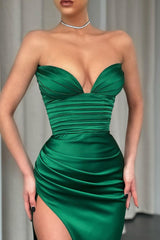 Mermaid Dark Green Sweetheart Prom Dress UK with a Split-ballbellauk