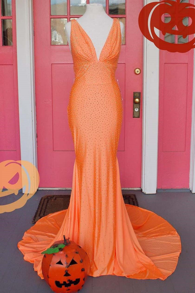 Mermaid Deep V-Neck Prom Dress UK with Appliques Court-ballbellauk