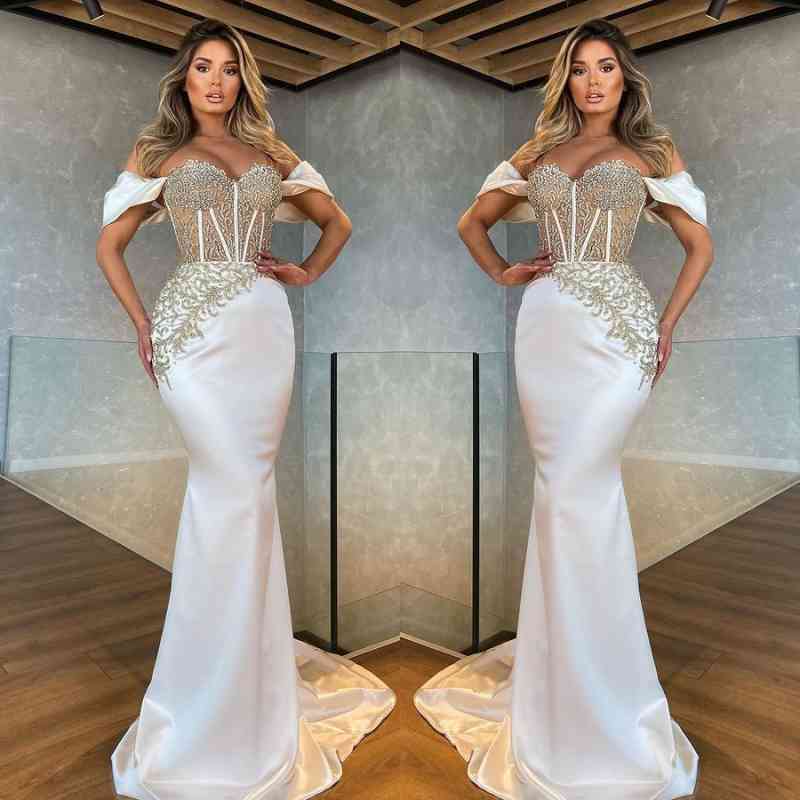 Mermaid Evening Dress With Appliques - White Sweetheart-ballbellauk