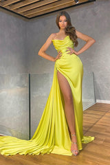 Mermaid Long Pleated Split Prom Dress UK-ballbellauk