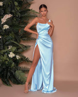 Mermaid Long Slit Evening Dress with Sleeveless One-Shoulder Design-ballbellauk