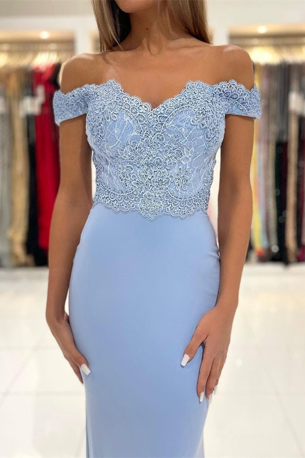 Mermaid Off-the-Shoulder Prom Dress UK With Lace Appliques-ballbellauk