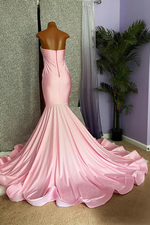 Mermaid Pink High Neck Prom Dress UK with Appliques and Beading-ballbellauk