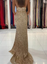 Mermaid Prom Dress UK with Glittering Sequins and Slit-ballbellauk