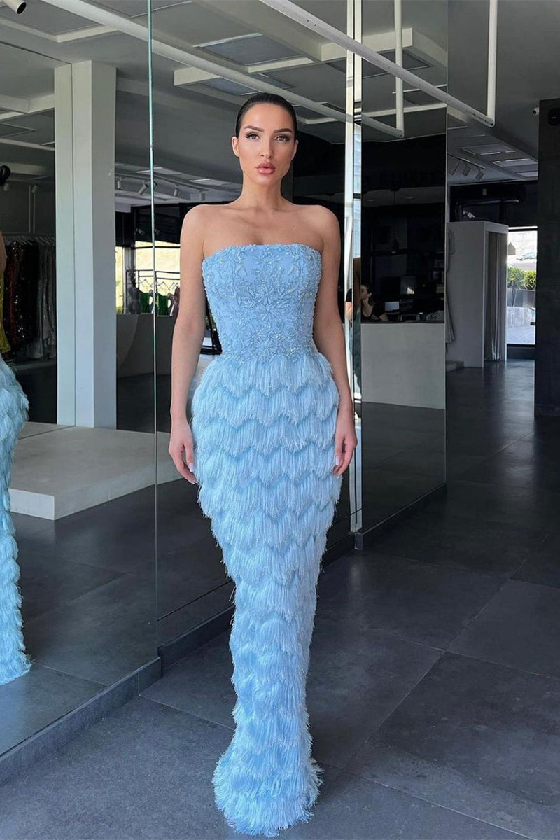 Mermaid Prom Dress UK with Sky Blue Appliques - Amazing Style-ballbellauk