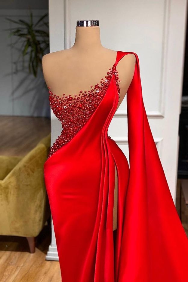 Mermaid Red Ruffles Prom Dress UK with Beading-ballbellauk