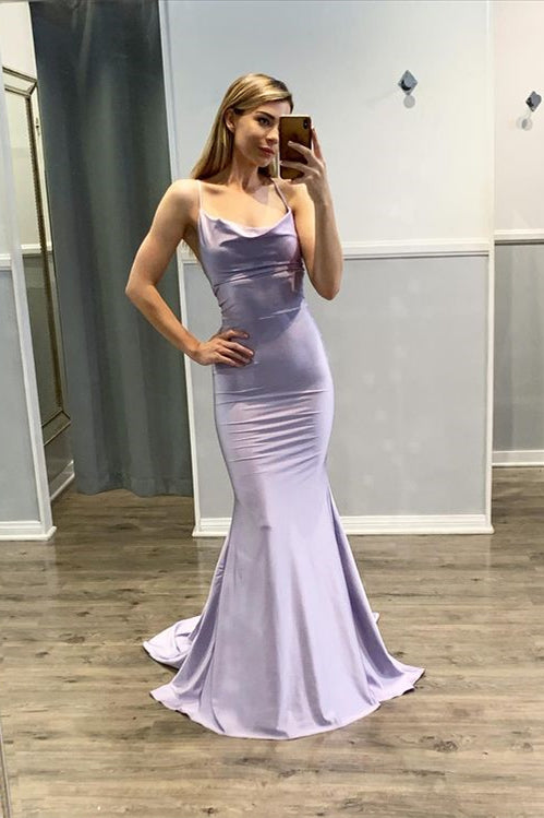 Mermaid Spaghetti-Straps Light Purple Prom Dress UK-ballbellauk