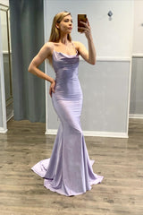 Mermaid Spaghetti-Straps Light Purple Prom Dress UK-ballbellauk