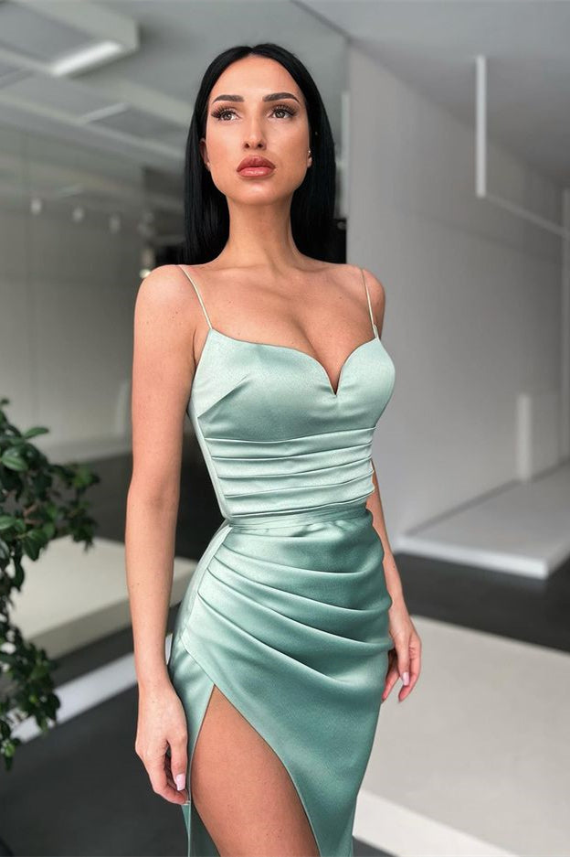 Mermaid Spaghetti-Straps Prom Dress UK with Slit-ballbellauk