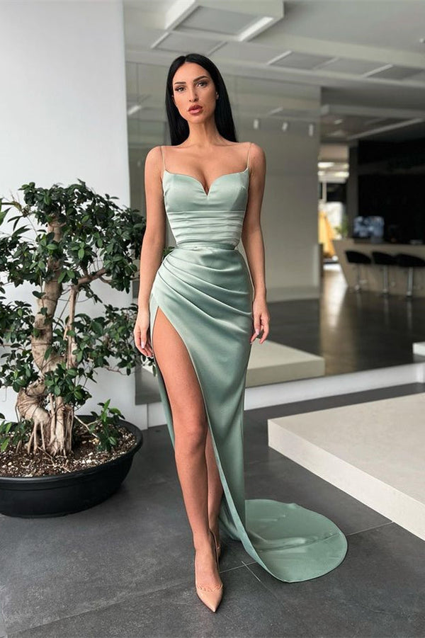 Mermaid Spaghetti-Straps Prom Dress UK with Slit-ballbellauk