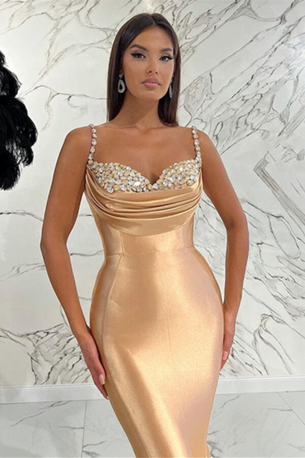 Mermaid Spaghetti-Straps Sweetheart Evening Dress with Sequins Online-ballbellauk