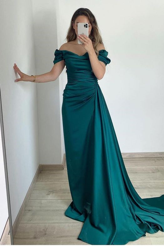 Mermaid Strapless Prom Dress UK with Ruffles - Off-The-Shoulder Style Online-ballbellauk