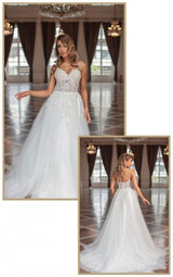 Modern Long A-line V-neck Tulle Sleeveless Wedding Dresses With Lace-ballbellauk