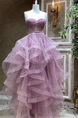 Modern Sweetheart Beadings Evening Dress With Tulle and Spaghetti-Straps-ballbellauk