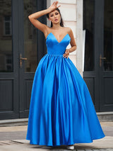 Modern V-Neck Long Elegant Evening Dresses - Royal Blue-ballbellauk