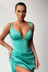 Modern V-Neck Split Prom Dress UK with Sleeveless Design-ballbellauk