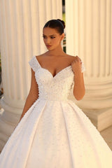 Modest Sweetheart Cap Sleeves Ball Gown Bridal Gowns On Sale Sequined-ballbellauk