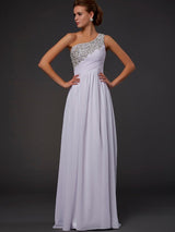 New Arrival One Shoulder Beading Sleeveless Long Evening Dress Chiffon-ballbellauk