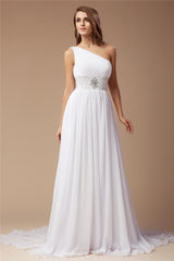 New Arrival One Shoulder Beading Sleeveless Long Evening Dress Chiffon-ballbellauk