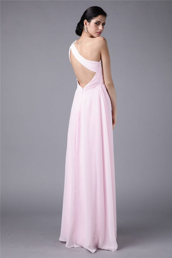 New Arrival One Shoulder Beading Sleeveless With Appliques Long Evening Dress Chiffon-ballbellauk