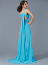 New Arrival One Shoulder Beading Sleeveless With Appliques Long Evening Dress Chiffon-ballbellauk