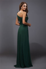 New Arrival One Shoulder Ruffles Sleeveless Long Evening Dress Chiffon-ballbellauk