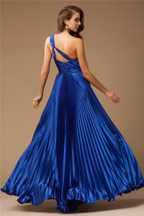 New Arrival One Shoulder Sleeveless Long Beading Elastic Woven Elegant Evening Dress-ballbellauk