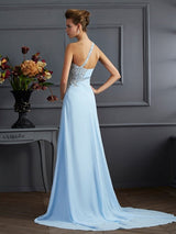 New Arrival One Shoulder Sleeveless Long Beading Evening Dress Chiffon-ballbellauk