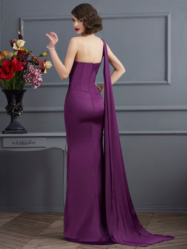 New Arrival One Shoulder Sleeveless Long Evening Dress Chiffon-ballbellauk