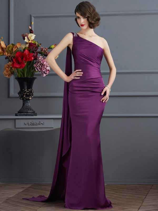 New Arrival One Shoulder Sleeveless Long Evening Dress Chiffon-ballbellauk