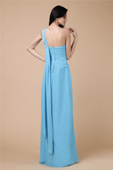 New Arrival One Shoulder Sleeveless Pleats Long Evening Dress Chiffon-ballbellauk