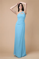 New Arrival One Shoulder Sleeveless Pleats Long Evening Dress Chiffon-ballbellauk