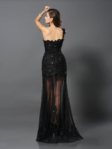 New Arrival One Shoulder With Appliques Sleeveless Long Lace Prom Dress-ballbellauk