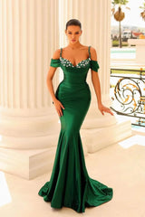 Off-The-Shoulder Sweetheart Beaded Prom Dress UK With Spaghetti-Straps Mermaid-ballbellauk