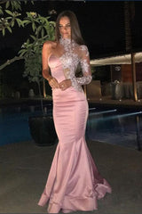 Pink Glamorous One Shoulder Prom Dress UK with Long Sleeves-ballbellauk