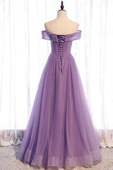 Purple Sequins Sweetheart Off-The-Shoulder Prom Dress UK-ballbellauk