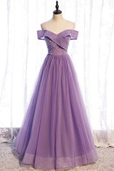 Purple Sequins Sweetheart Off-The-Shoulder Prom Dress UK-ballbellauk