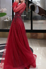 Red Evening Dress with Feather & Sequins - On Sale Now!-ballbellauk