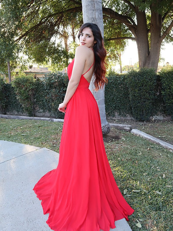 Red Halter V-Neck Elegant Evening Dresses for Modern Women-ballbellauk