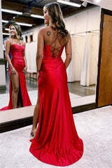 Red Mermaid Sweetheart Evening Dress with Split For Party Online-ballbellauk