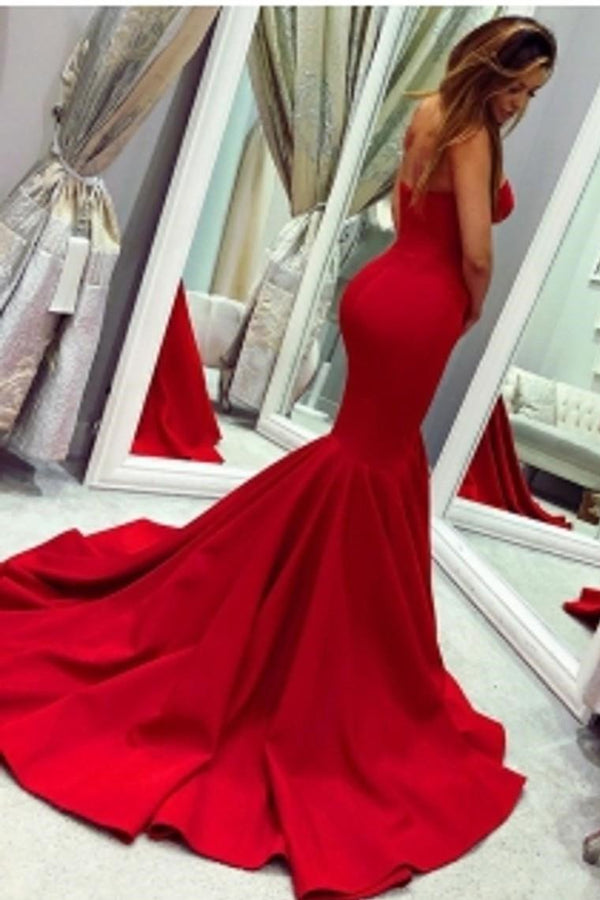 Red Mermaid Sweetheart Long Evening Dress-ballbellauk