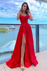 Red Off-The-Shoulder Mermaid Prom Dress UK With Split-ballbellauk