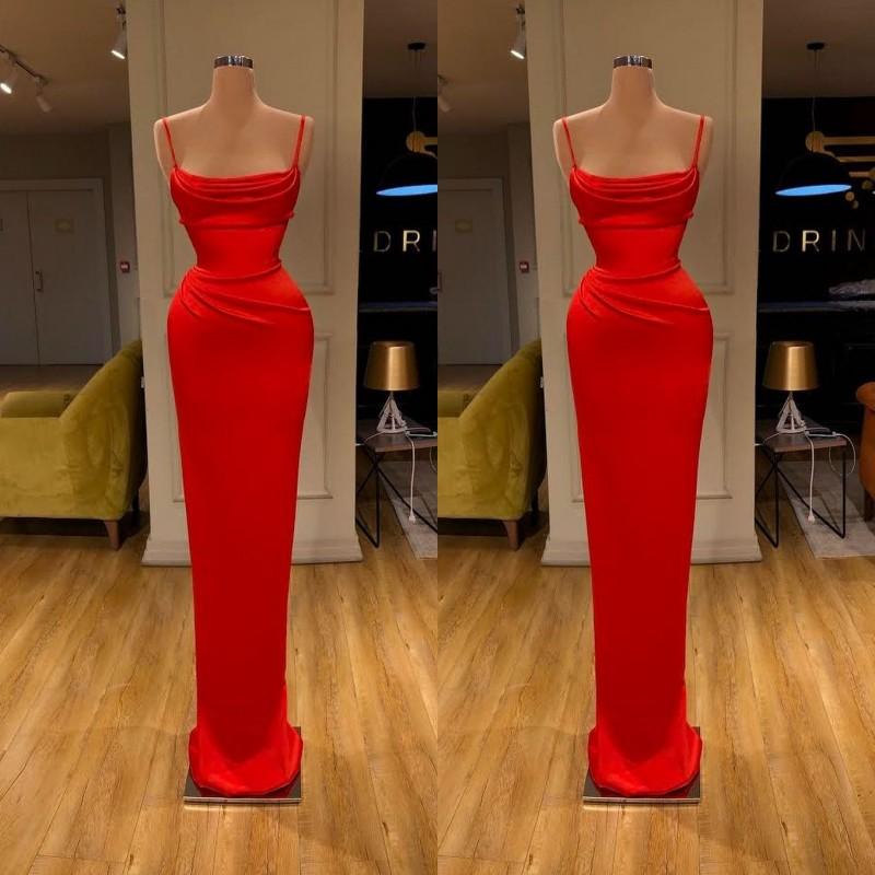 Red Spaghetti-Straps Mermaid Prom Dress UK-ballbellauk