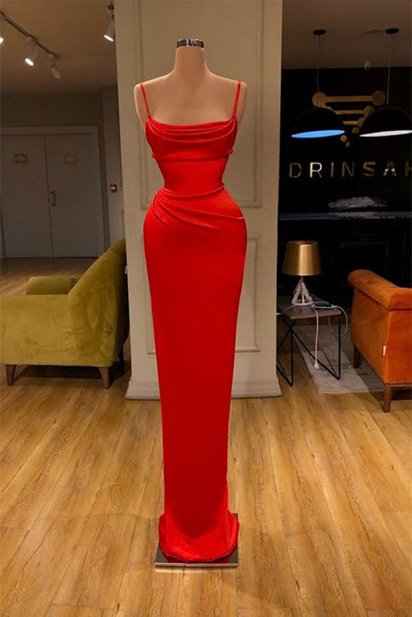 Red Spaghetti-Straps Mermaid Prom Dress UK-ballbellauk