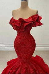 Red Strapless Mermaid Sequins Prom Dress UK On Sale-ballbellauk