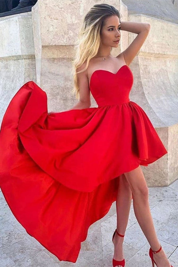 Red Sweetheart Hi-Lo Short Prom Dress UK-ballbellauk