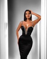 Romantic Beaded Evening Dress with Spaghetti Straps for Black Mermaids-ballbellauk