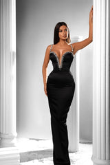 Romantic Beaded Evening Dress with Spaghetti Straps for Black Mermaids-ballbellauk