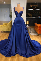 Royal Blue Long Prom Dress UK with Overskirt Straps-ballbellauk