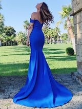 Royal Blue Off-the-Shoulder Mermaid Prom Dress UK-ballbellauk